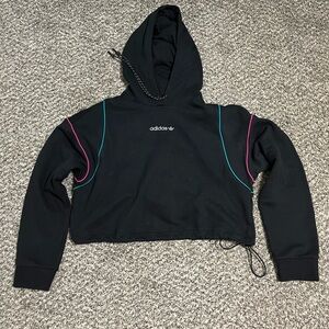 adidas Black Hoodie with Pink and Blue Accents